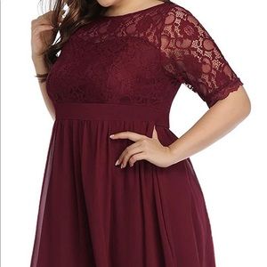 Mid length burgundy bridesmaid dress